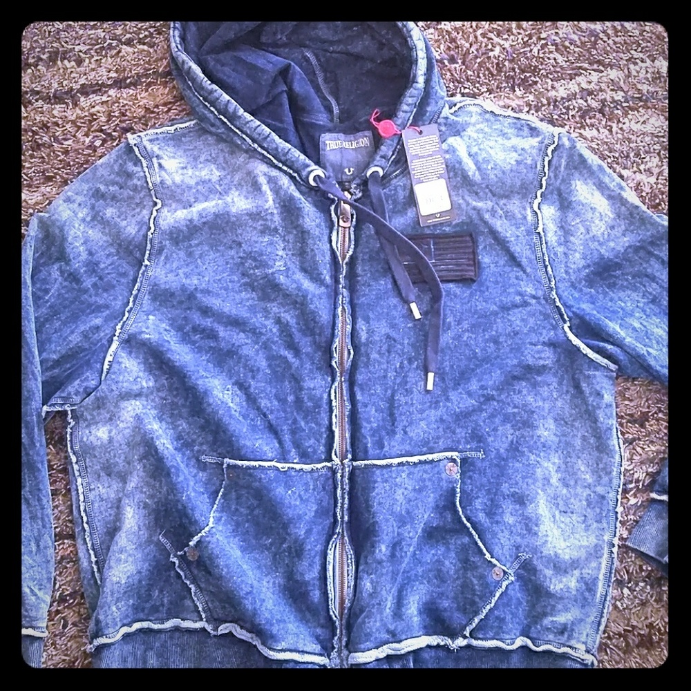 Denim True Religion Zip Up Hoodie
